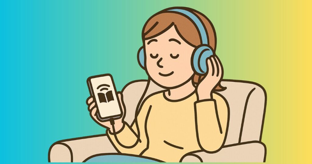 オーディブルを聞いている女性